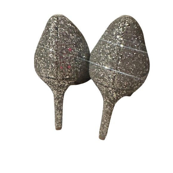 DUNE London Silver Glitter Bow Heels Size 38 / US 8 - Picture 2 of 11